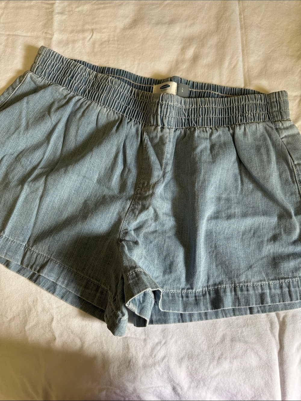 Old Navy Light Blue High-Waist Elastic Waistband Shorts NWOT